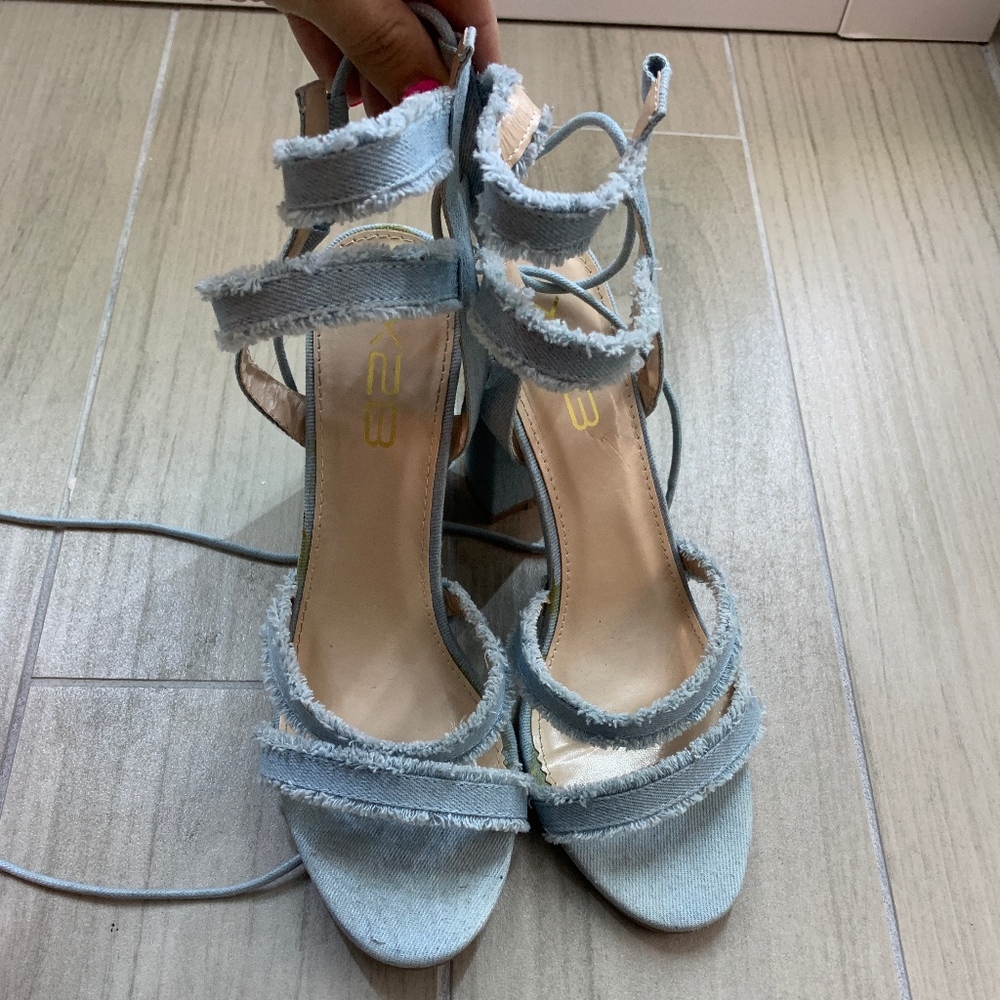 Denim Strappy Heel